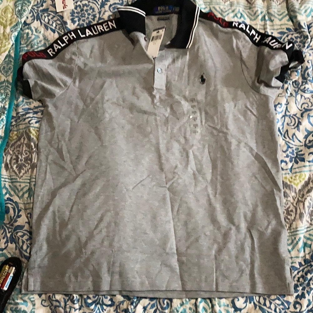 Polo short sleeve grey blk red